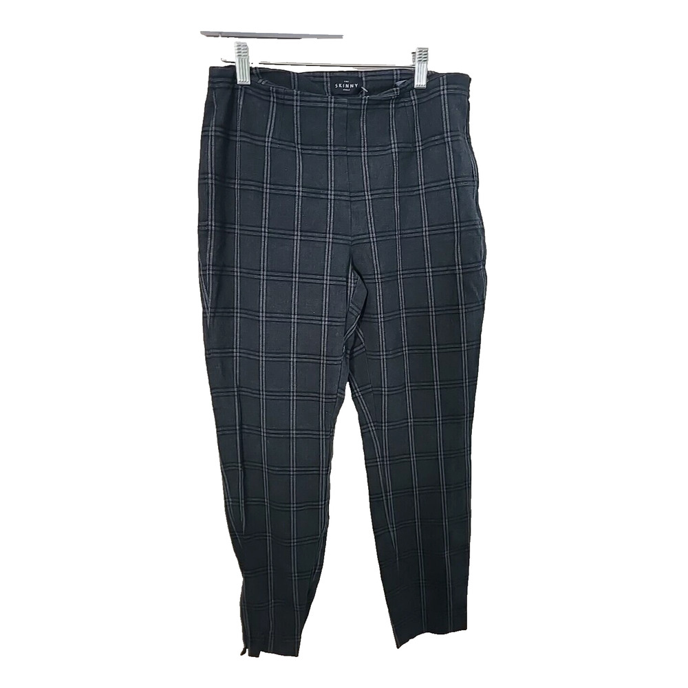 White‎ House Black Market Gray Plaid Skinny Mid Rise Ankle Pants Womans Size 8